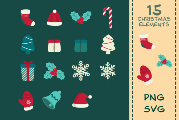 15 Christmas Clipart Elements for Crafting