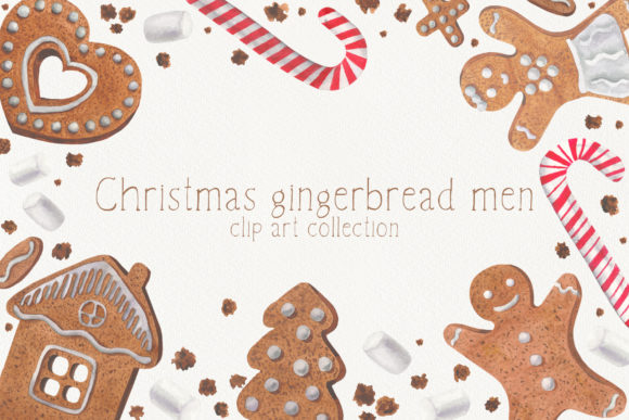 Christmas Gingerbread Men Clip Art Set for Seasonal Design