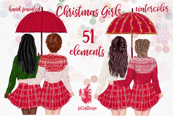 Christmas Girls Clipart for Festive Design Projects
