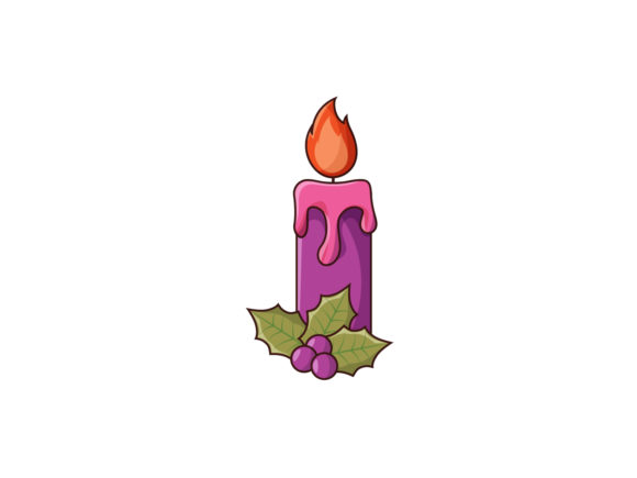 Christmas Illustration Purple Candle