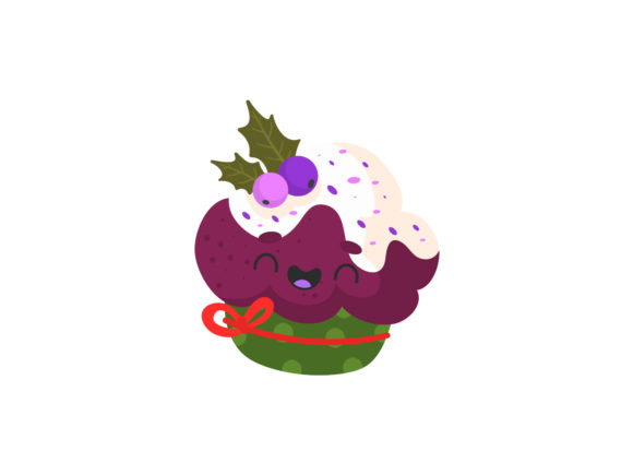 Christmas Illustration Red Cupcake