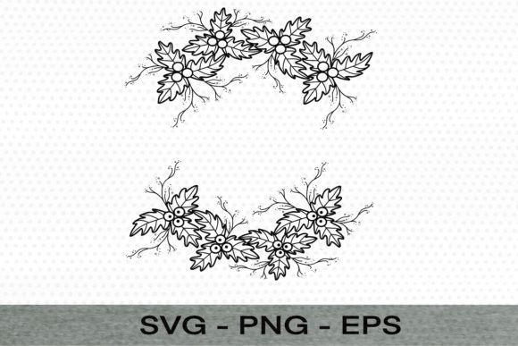 Christmas Leaves Branch Wreath Illustrations