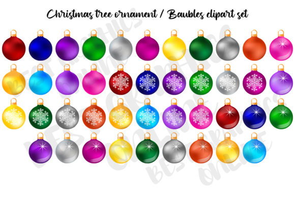 Christmas Ornament Baubles Clipart for Digital Sellers