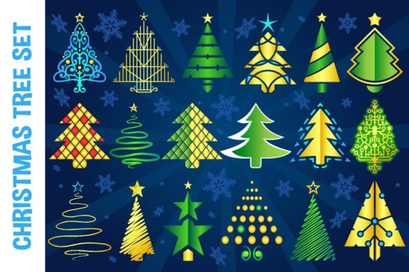 Christmas Vector Tree Set Illustrations