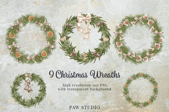 Christmas Wreath Clipart Winter Greenery Illustrations