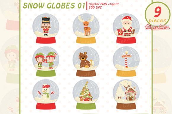 Cute Christmas Snow Globe Clipart for Editorial Use