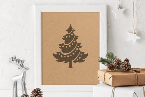 Decorated Christmas Tree Silhouette Illustrations
