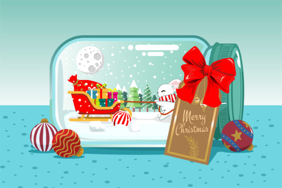 Happy Christmas in Glass Jar Illustration Review