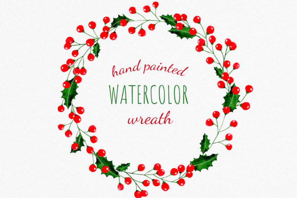 Holly Berry Christmas Wreath Illustrations