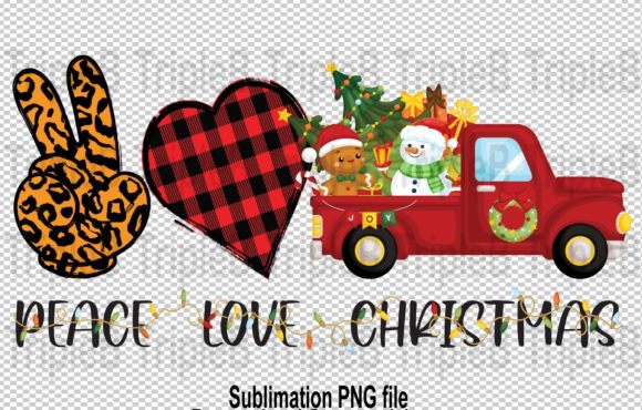 Leopard Peace Love Christmas Sublimation Illustrations