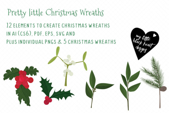 Pretty Little Christmas Wreaths Kit Illustrations