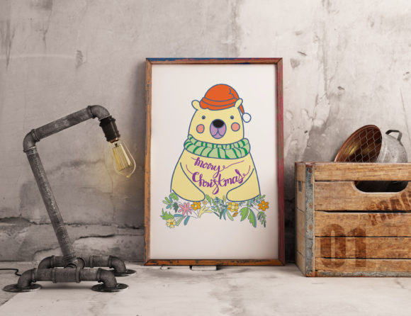 Wall Art of Christmas Bear Illustrations
